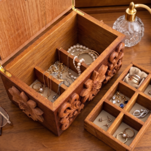 Hand-Carved Hardwood Jewellery Box