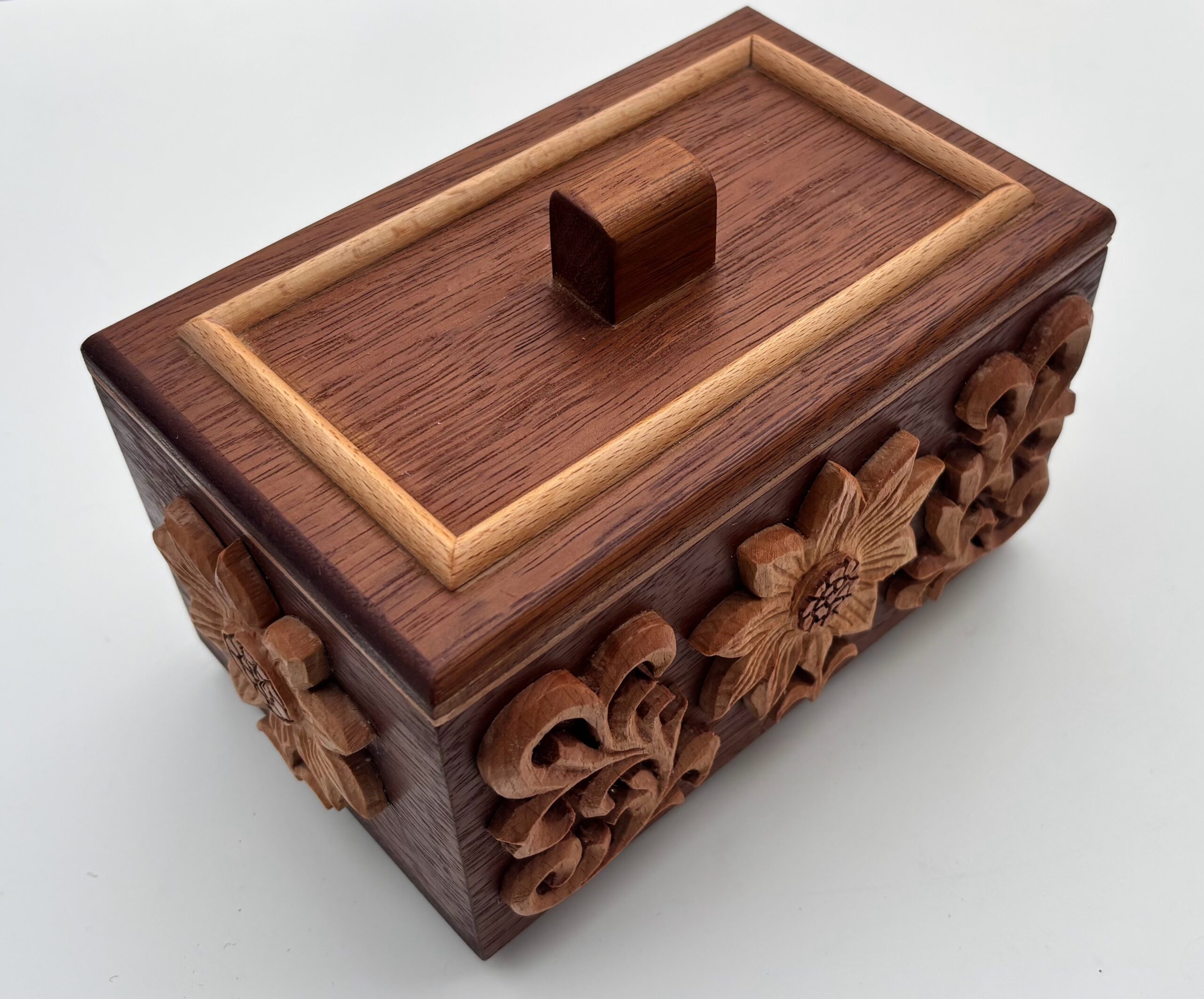 Hand-Carved Hardwood Jewellery Box - Image 5