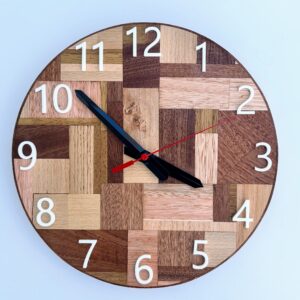 Handcrafted Hardwood Mosaic Wall Clock